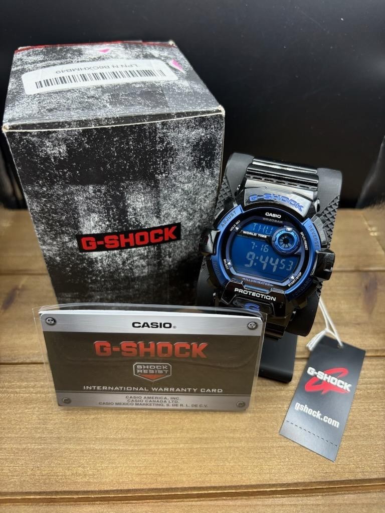 Casio G-Shock G-8900A-1 Glossy Black Blue Dial Digital Men’s Watch 200M NIB