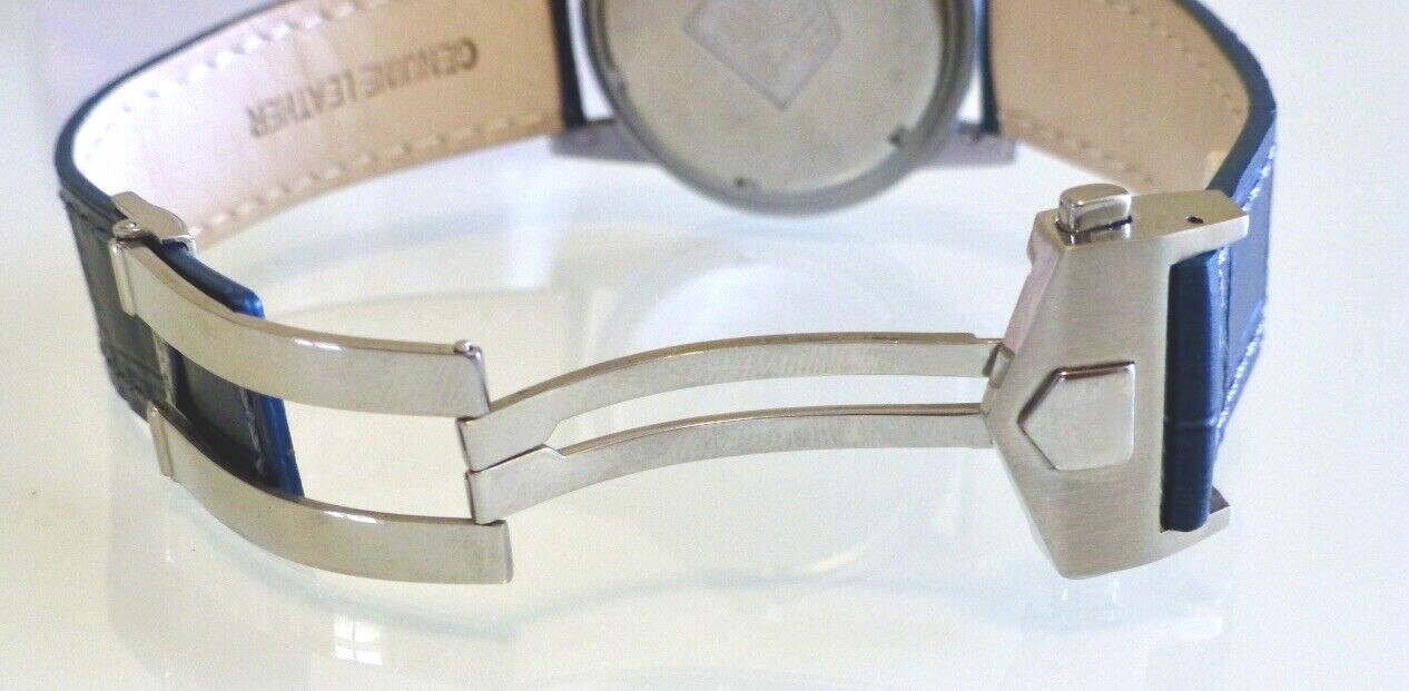 Genuine Leather Band strap with Deployment Clasp for Tag Heuer Monaco Carrera