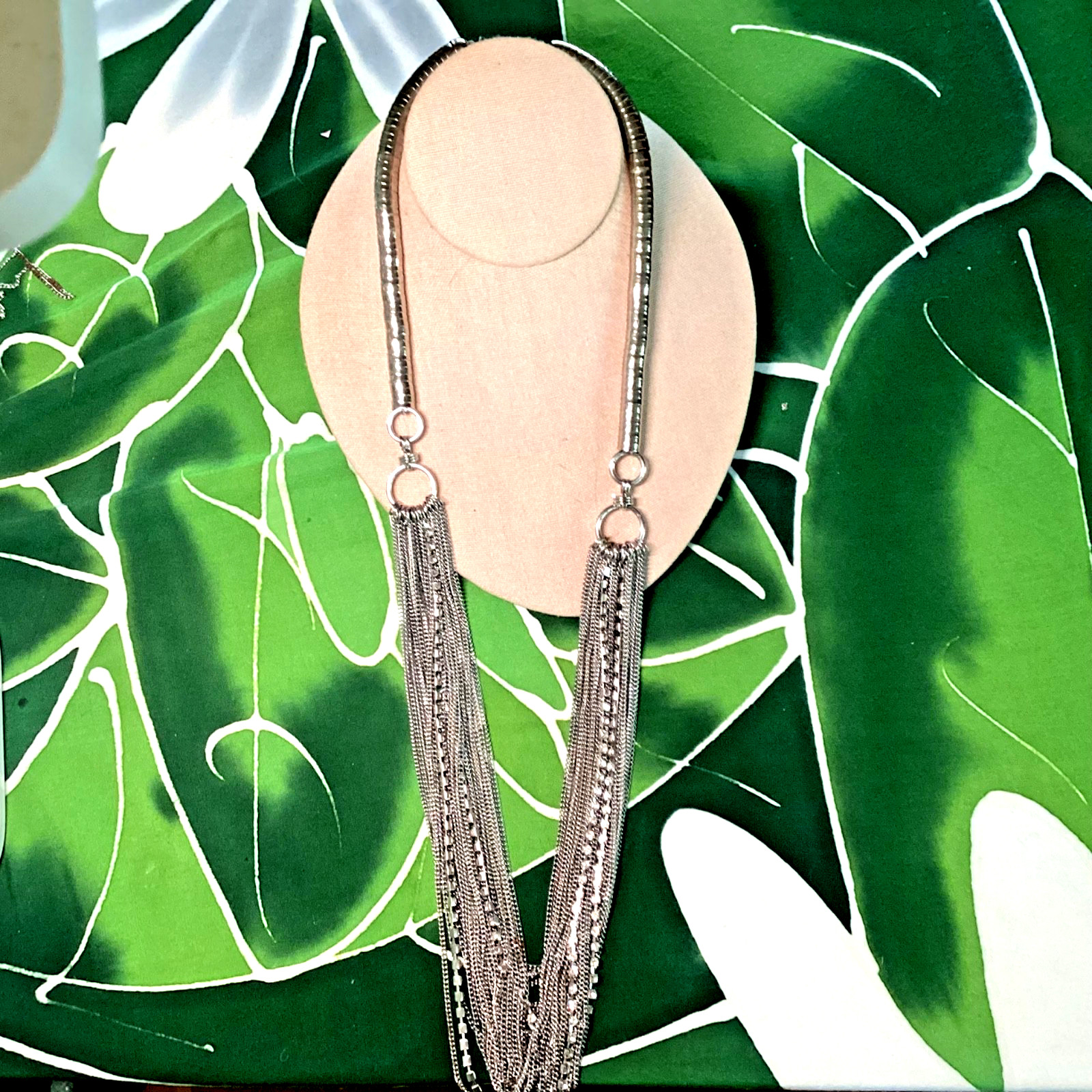 You and i 30 “Silver Tone Multi Layered Clear Crystal Statement Chain Necklace