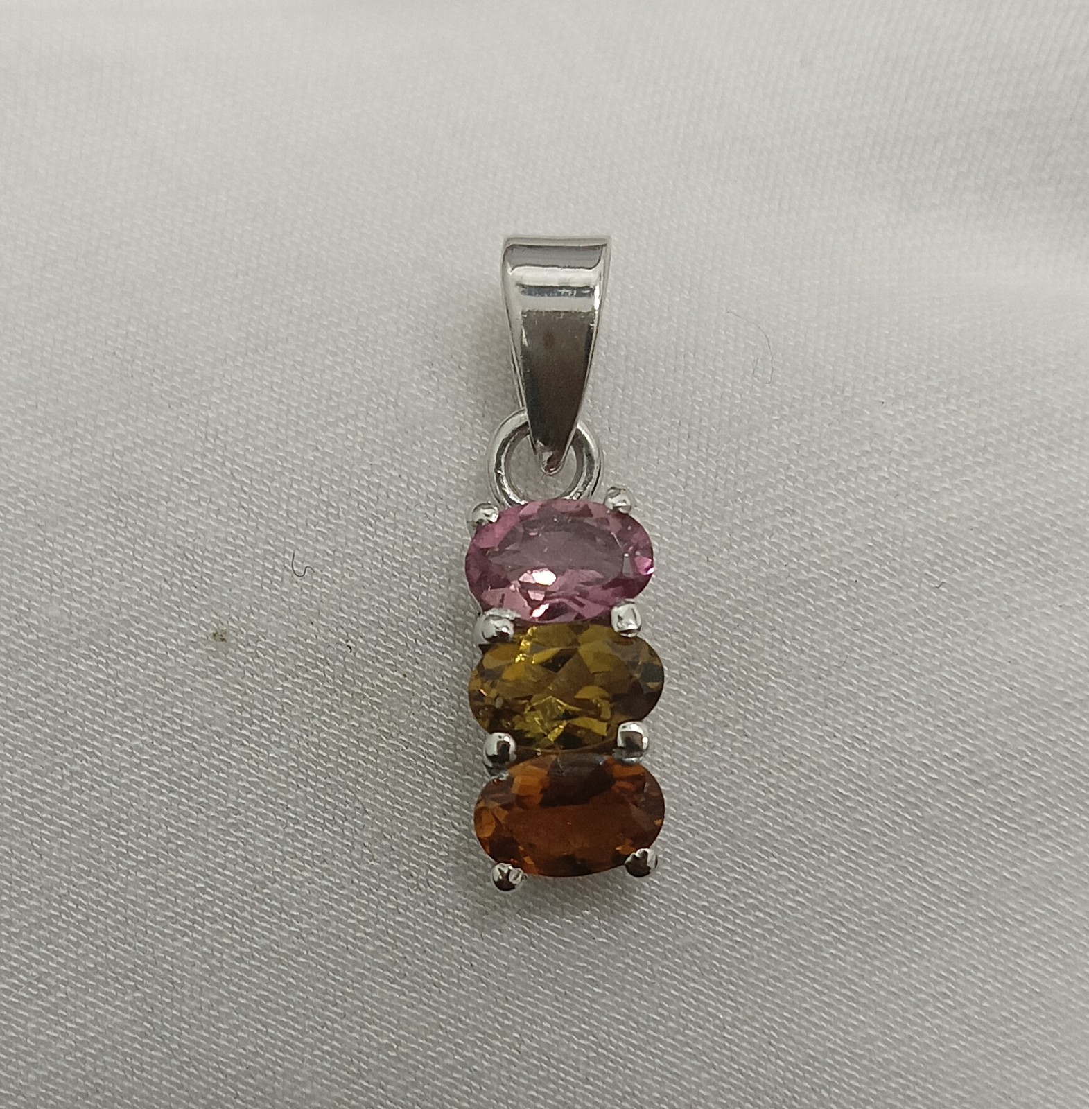 925 Sterling Silver Natural Multi Tourmaline Gemstone Woman Pendant NA-399