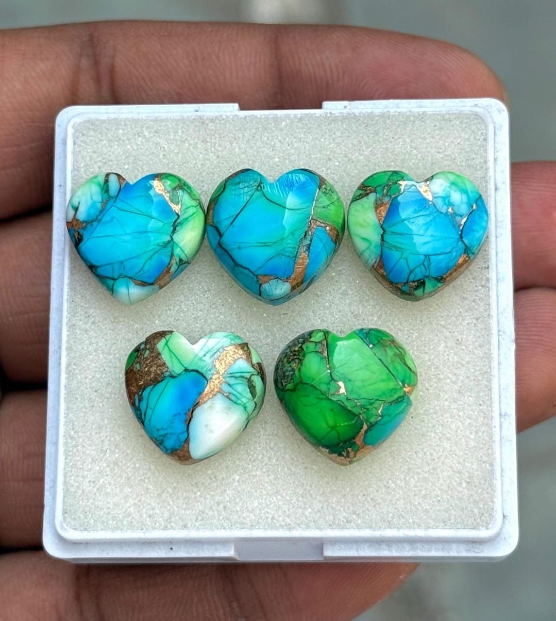AA++ Oyster Copper Turquoise Heart Shape Cabochon Loose Gemstone Wholesale Lot