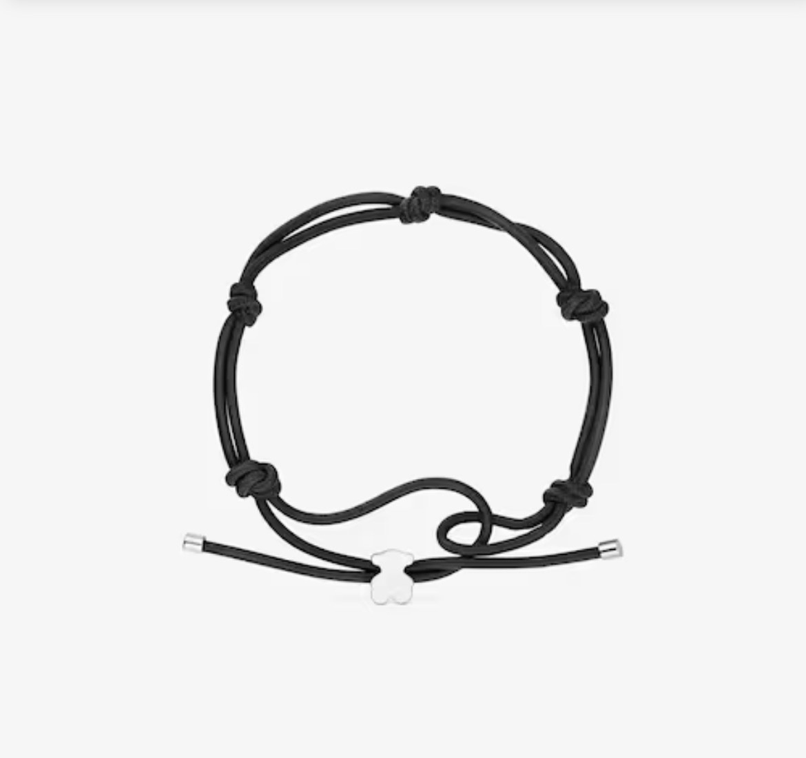 TOUS BLACK ELASTIC BRACELET WITH SILVER BEAR SWEET DOLLS $125 MSR MADE IN SPAIN