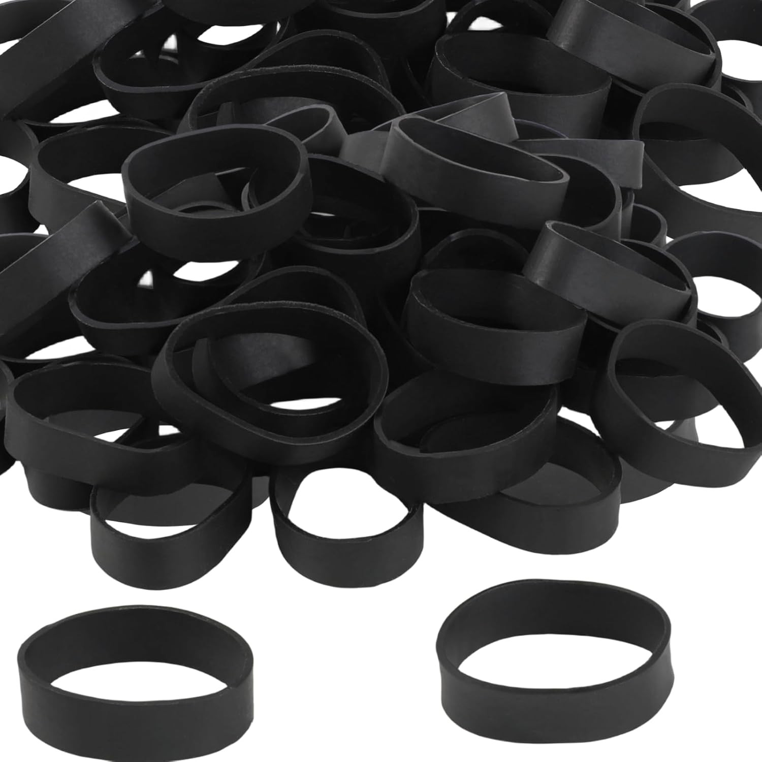 Tactical Rubber Bands Size #82 (2 1/2” X 1/2”), 50 Pcs Black Thick Small Wide