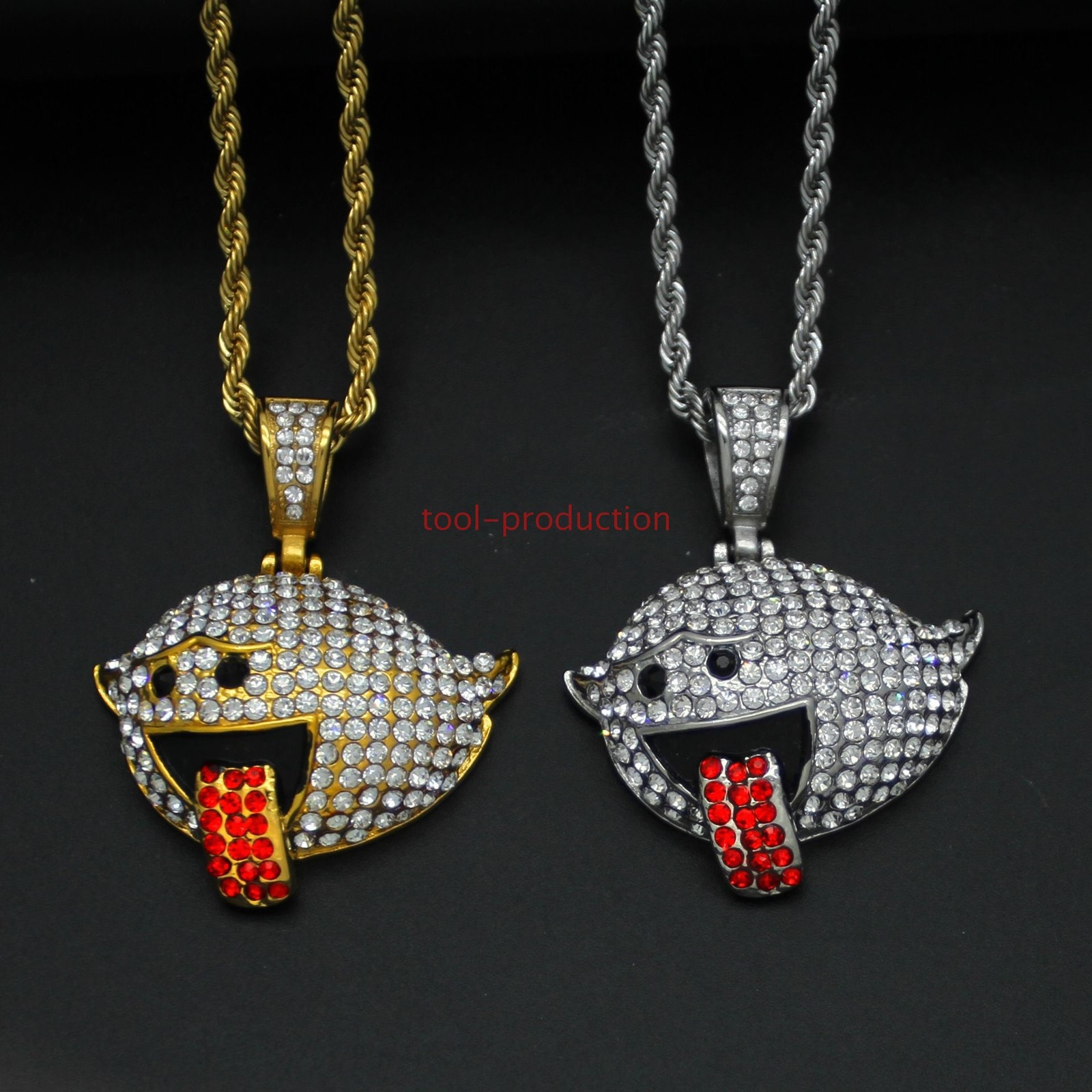 Handmade Sparkling Red Tongue Ghost Zircon Pendant with Free Chain A+++++