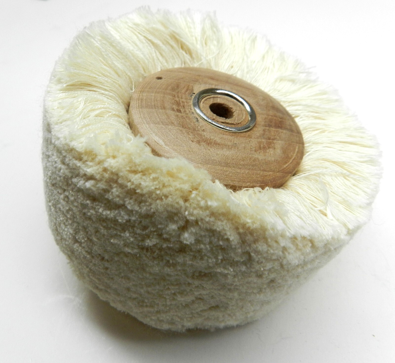 Cotton Yarn String Buff 3” Polishing Buff with Wood Hub 2” Wide Surface