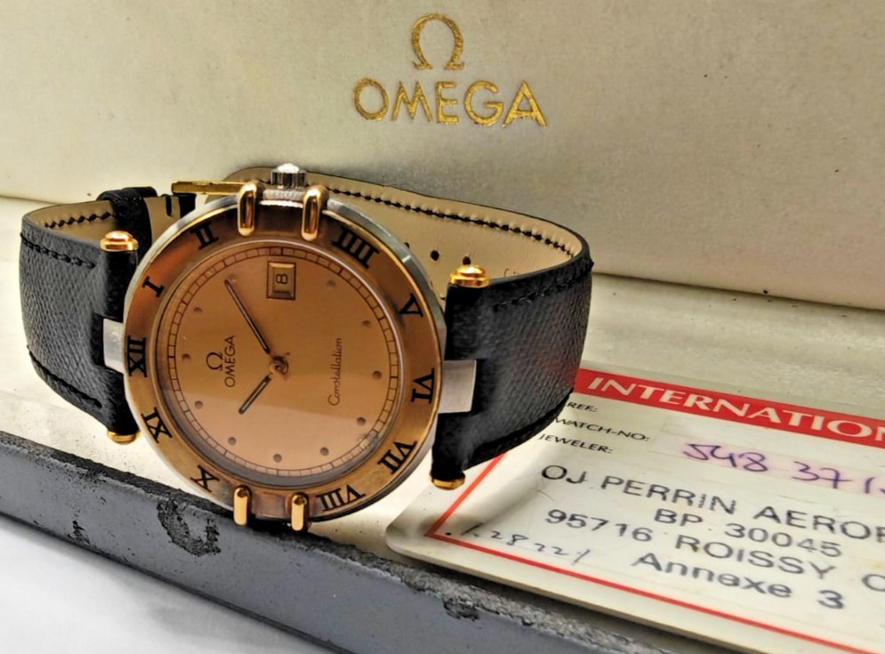 Omega Constellation Manhattan Ref 196.0360.1 18k bezel Cal 1379 Box Papers 1996