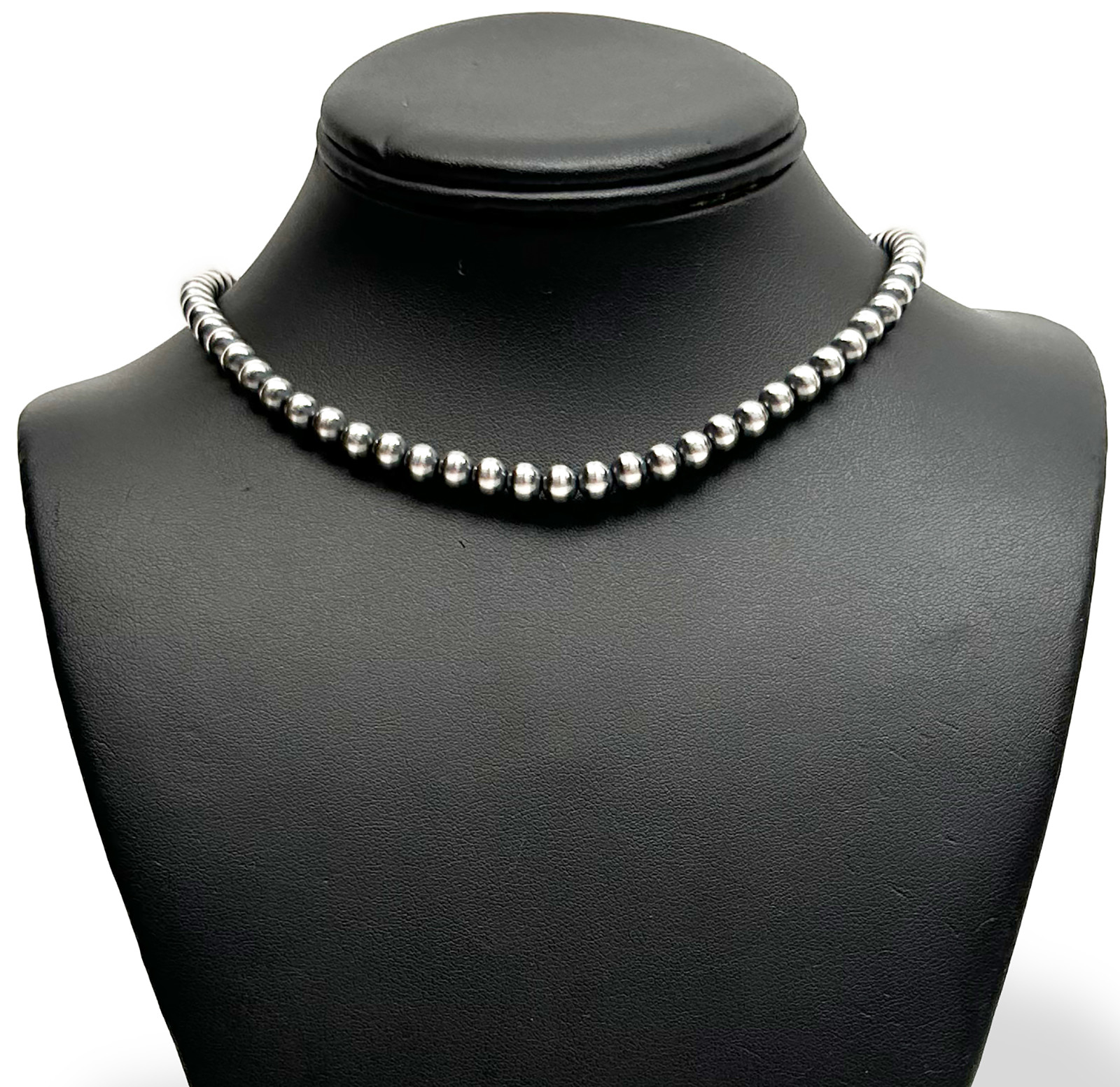 Native American Navajo Pearls 3mm Sterling Silver Bead Necklace 14” – 30″