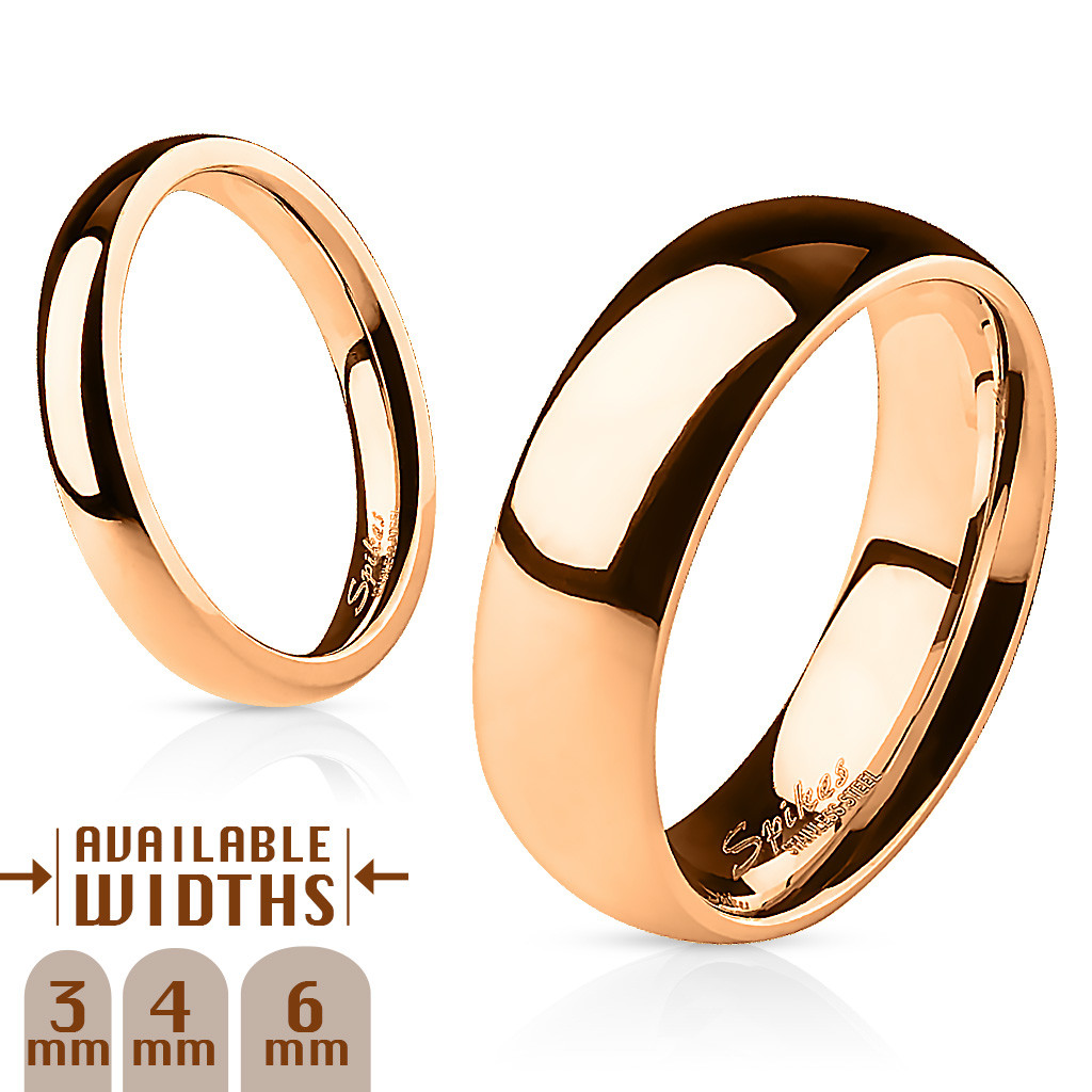 Stainless Steel Rose Gold Ion Plated Dome Band Ring Sizes 4.5 thru 13 available