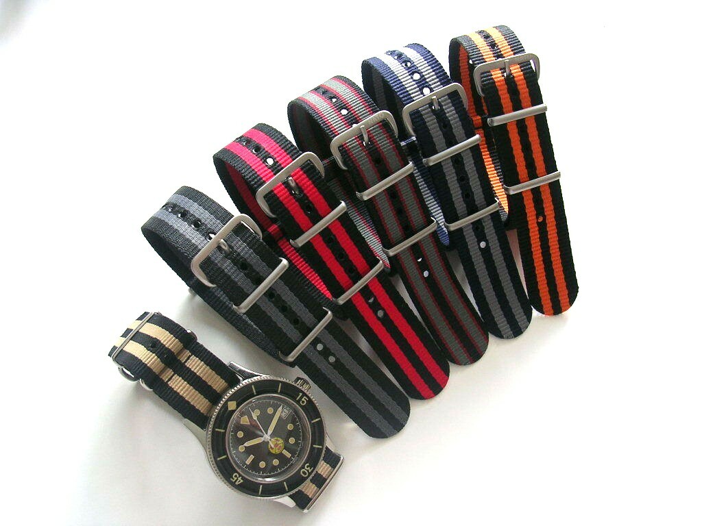 16mm Black Red NATO G10 Ballistic watchband strap RAF bond IW SUISSE 18 20 22 24