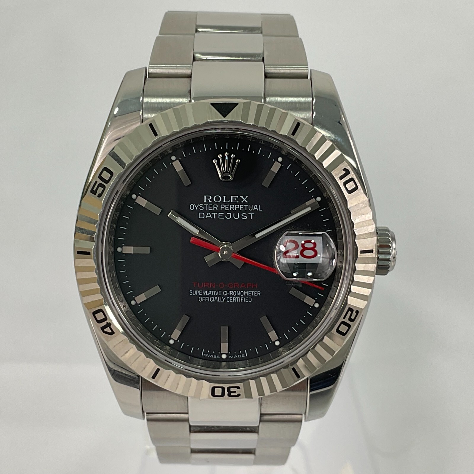 2003 Rolex Datejust TURN-O-GRAPH Black Dial Red Calendar Box One Year Warranty