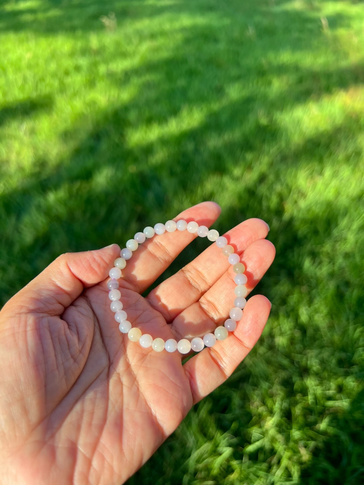 Beautiful Lavender Nephrite Jade 5.5mm Bead Bracelet H309 5