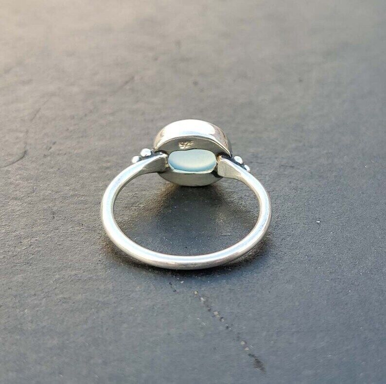 Aqua Chalcedony Women Ring Solid 925 Silver Handmade Dainty Ring All Size SR200