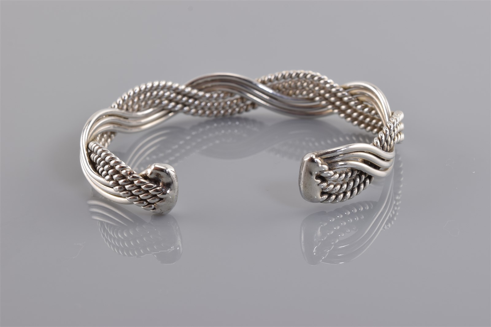 CII Sterling Silver 10mm Over & Under Cable Cuff 925 Bracelet 22g Mex 6.25″