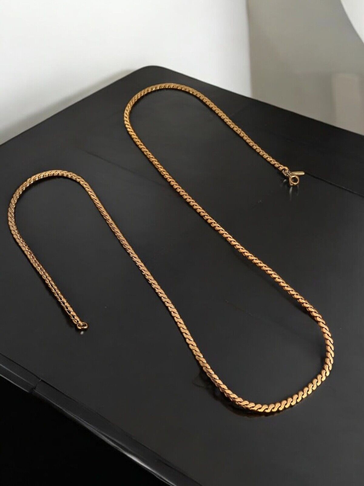 Vintage 1980s Direction One Flat Chain Necklace Gold Plated 30 Inch – 7V