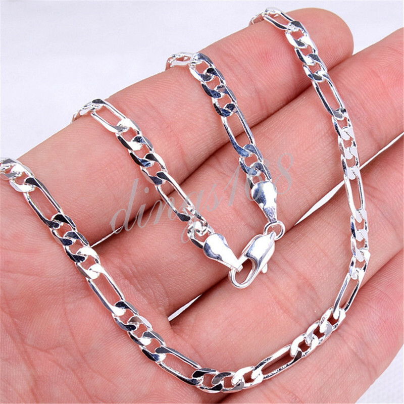 Designer Inspired 18K White Gold Filled 24″ Italian Figaro Chain Necklace#484