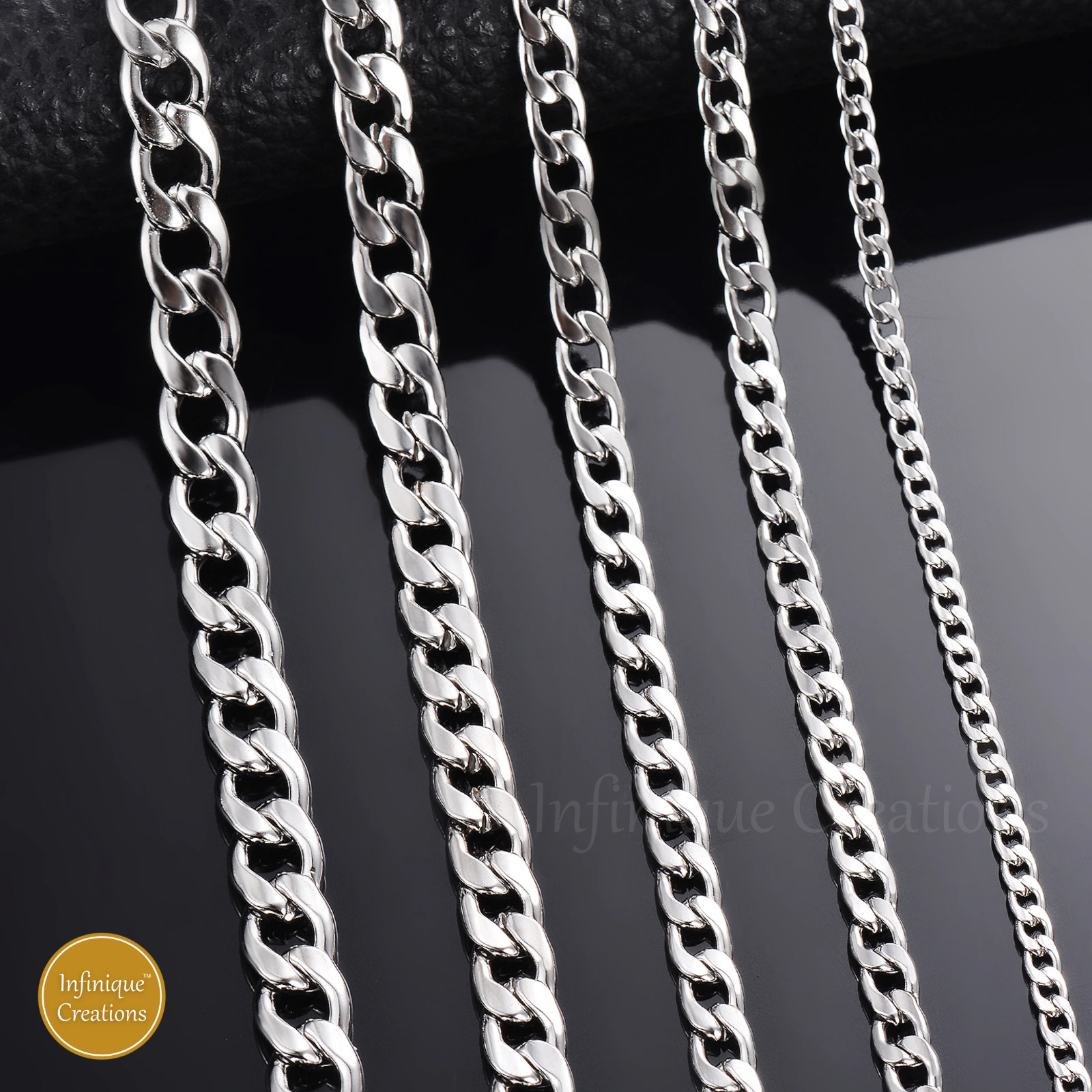 Stainless Steel Silver Chain Cuban Curb 7-38″ Necklace Bracelet Men Women 3-12mm