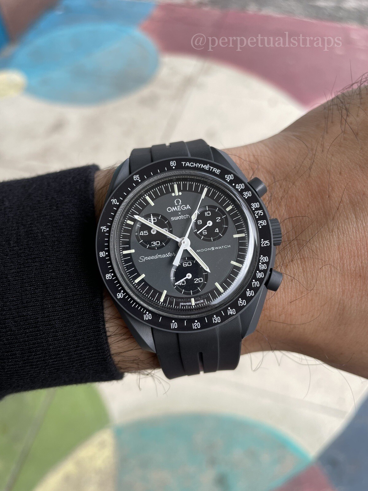 TRIPLE BLACK – RUBBER WATCH STRAP for Omega X Swatch Speedmaster MoonSwatch