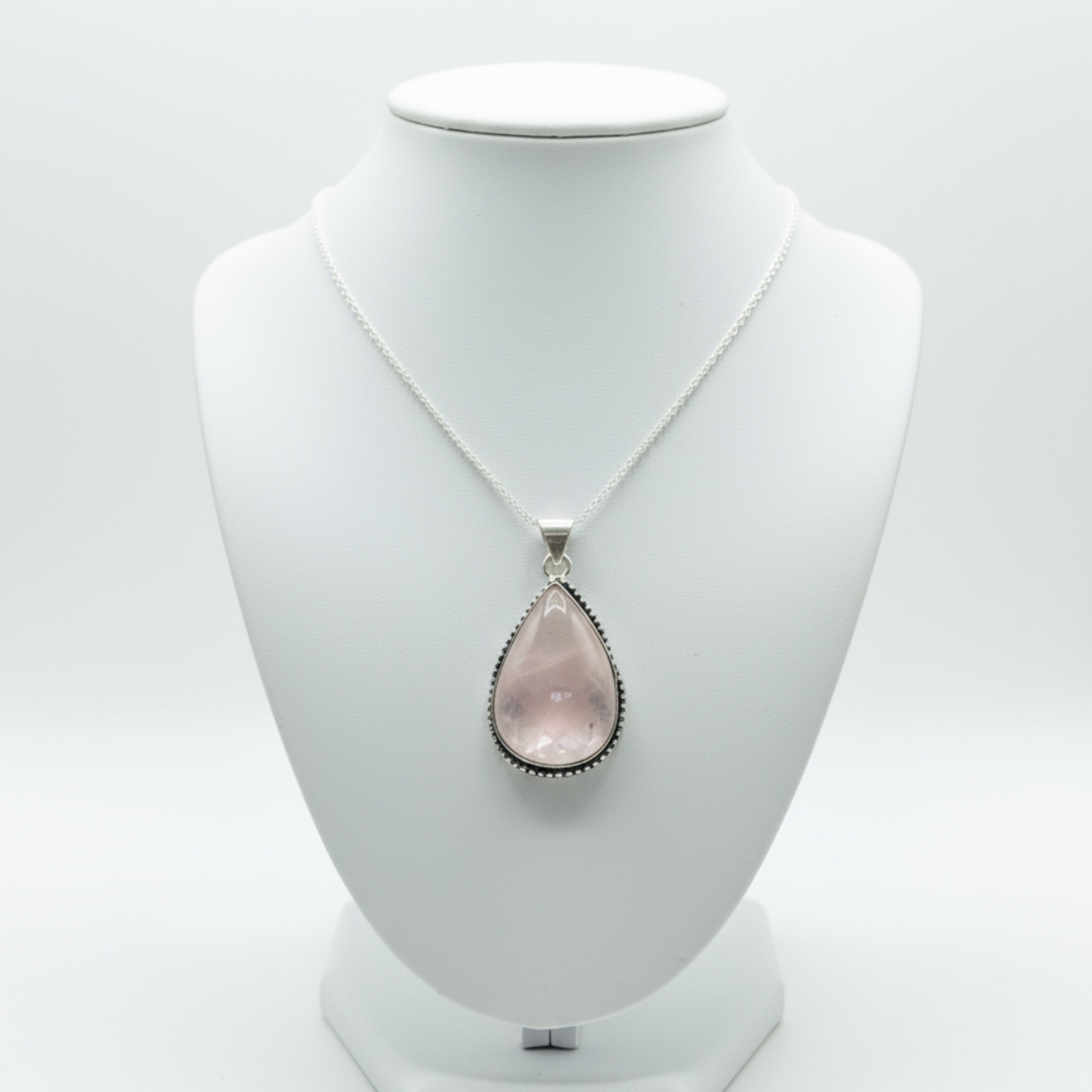 Rose Quartz Teardrop Pendant Necklace with Free Chain Natural Love Crystal