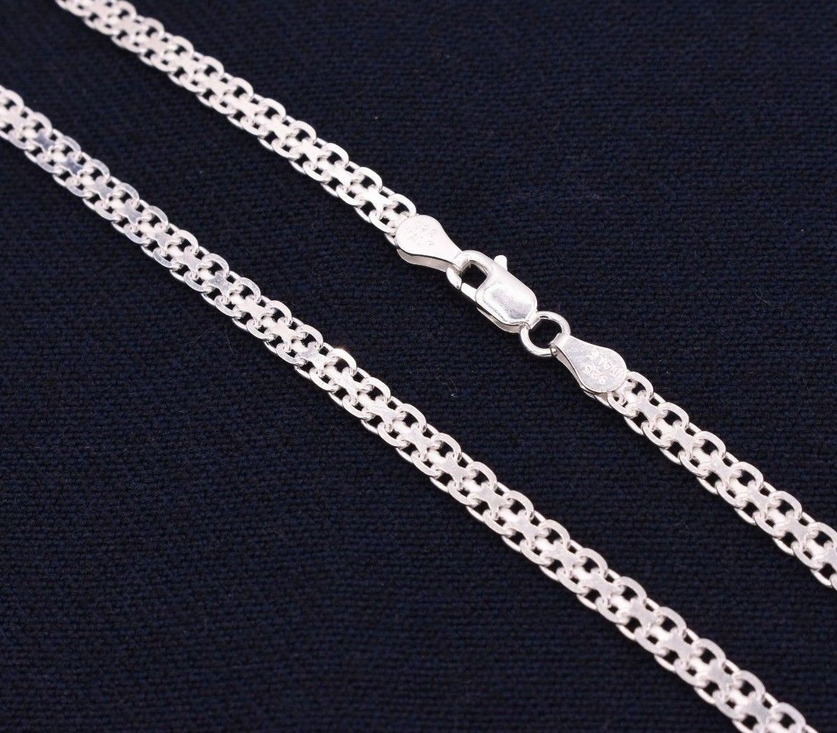 3.5mm Diamond Cut Bismark Bizmark Chain Necklace Real Sterling Silver 925 Italy
