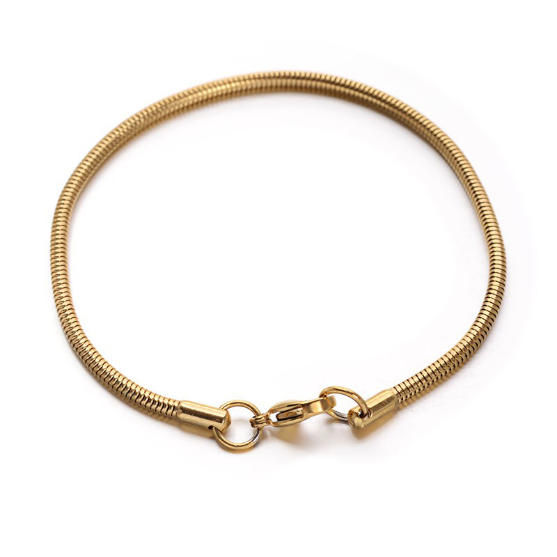 Stainless Steel Snake Bracelet Lobster Gold 7.5″ 2.5mm Z196