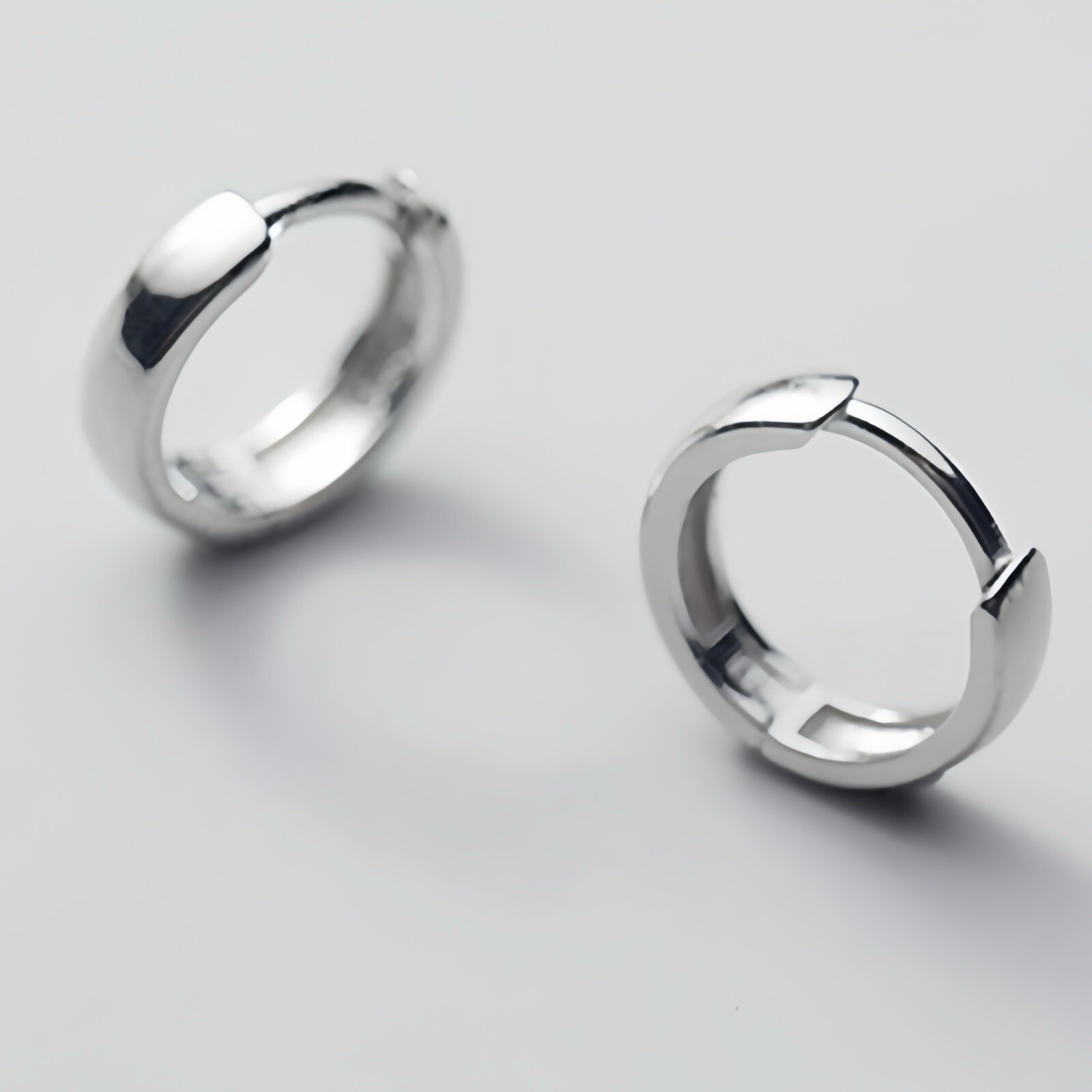 Plain Solid Silver Hoop S925 Huggie Earrings 2nd Holes Multiple Size unisex