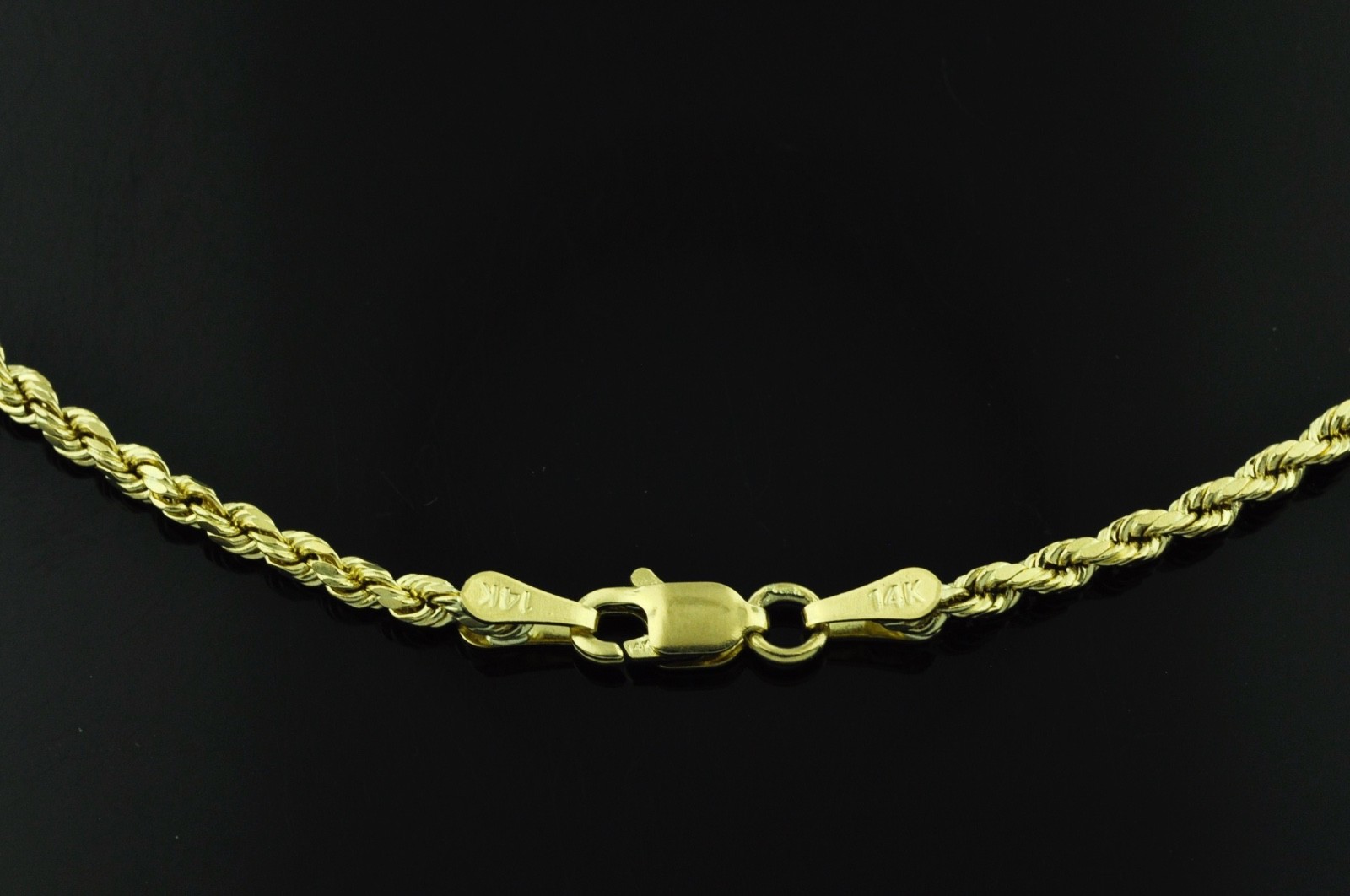14k Solid yellow gold rope chain necklace 16-24 inches 1.5mm 3.3-5.0gr