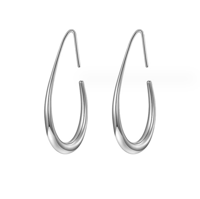 Women Silver Plated Large Oval Lightweight Teardrop Hoop Earrings Statement A9
