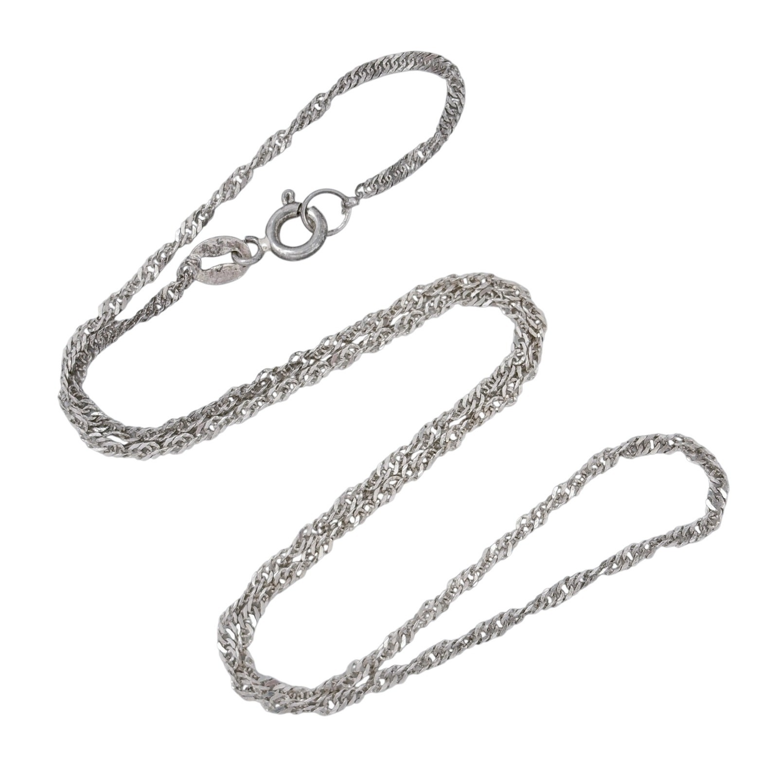 Vintage Sterling Silver 925 Singapore Link Chain Necklace 15.5″