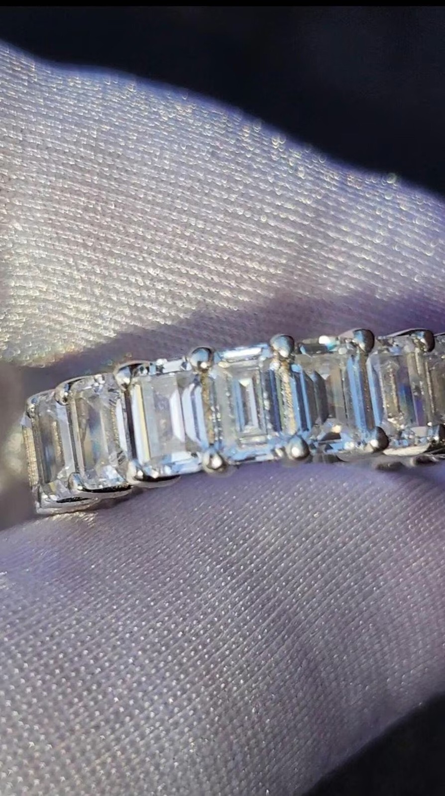 Lab Diamond Ring 8.5Ct Emerald Cut F Color VS1 925 Sterling Silver Bridal