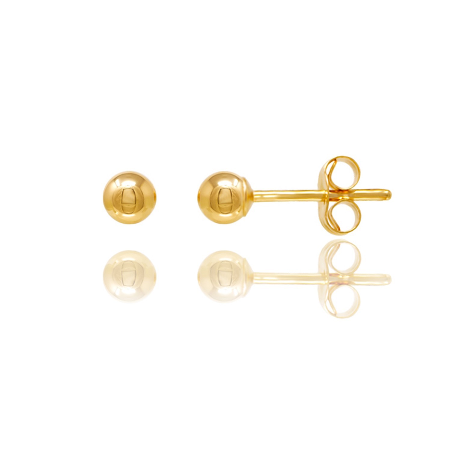14KT Yellow Gold Ball Stud Earrings 2mm–10mm Butterfly Back