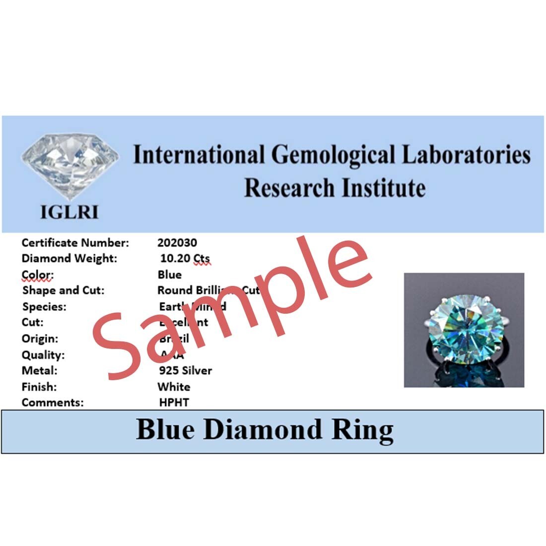 RARE 7 Ct Treated Blue Certified Round Cut Diamond Solitaire Ring In 925 Silver