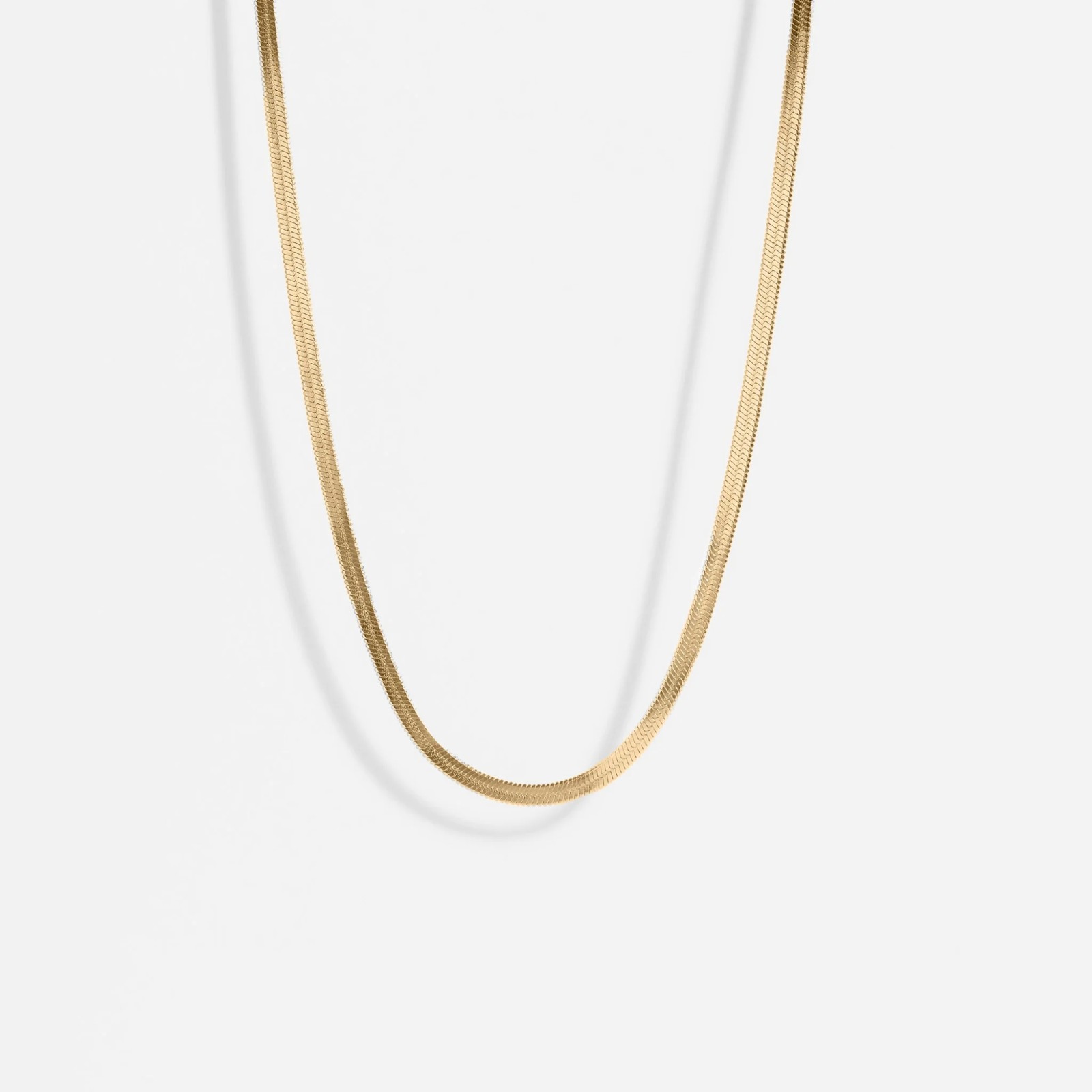 18K Gold PVD Herringbone Chain Necklace Surgical Steel Waterproof Tarnish Free
