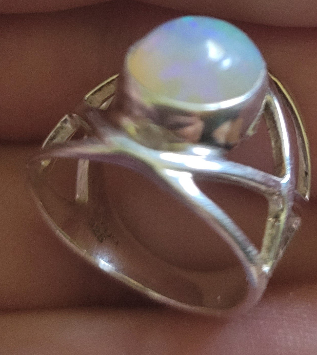 925 Sterling Silver Ethiopian Opal Ring Size 6 JTV Gemstone Jewelry
