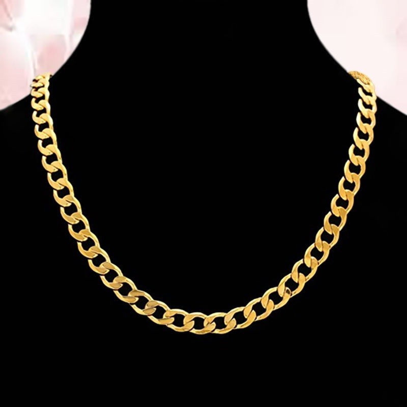Solid 18K Yellow Gold 20″ Wide 5mm Curb Link Chain Necklace