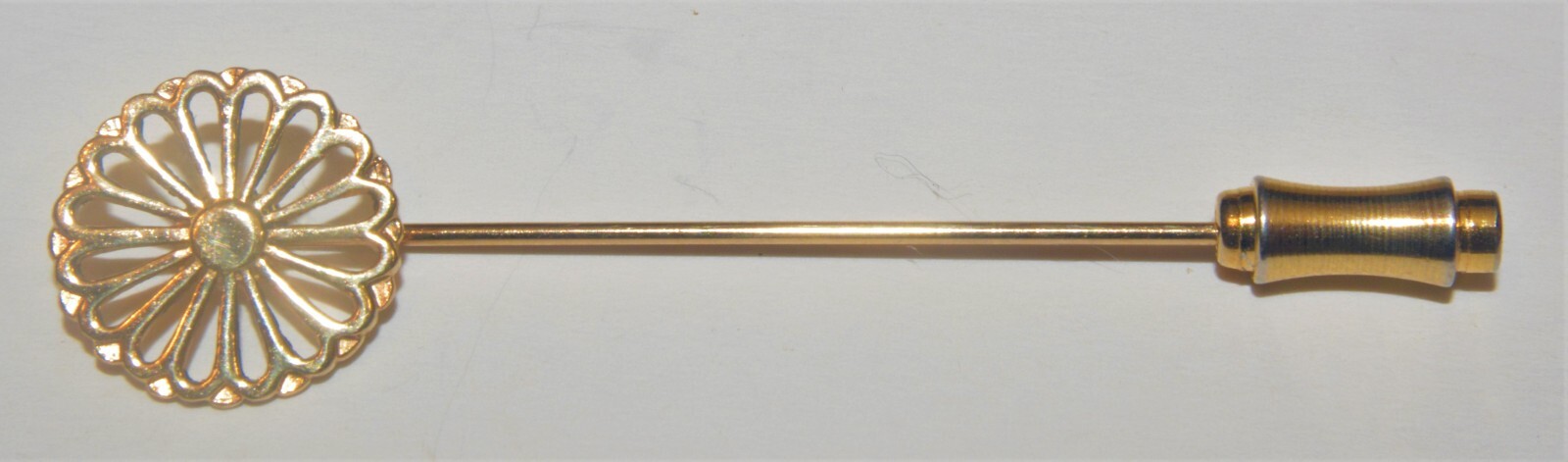 Solid 14k gold Sun or Flower 2″ 50mm stick pin 1.3 gram 13mm head