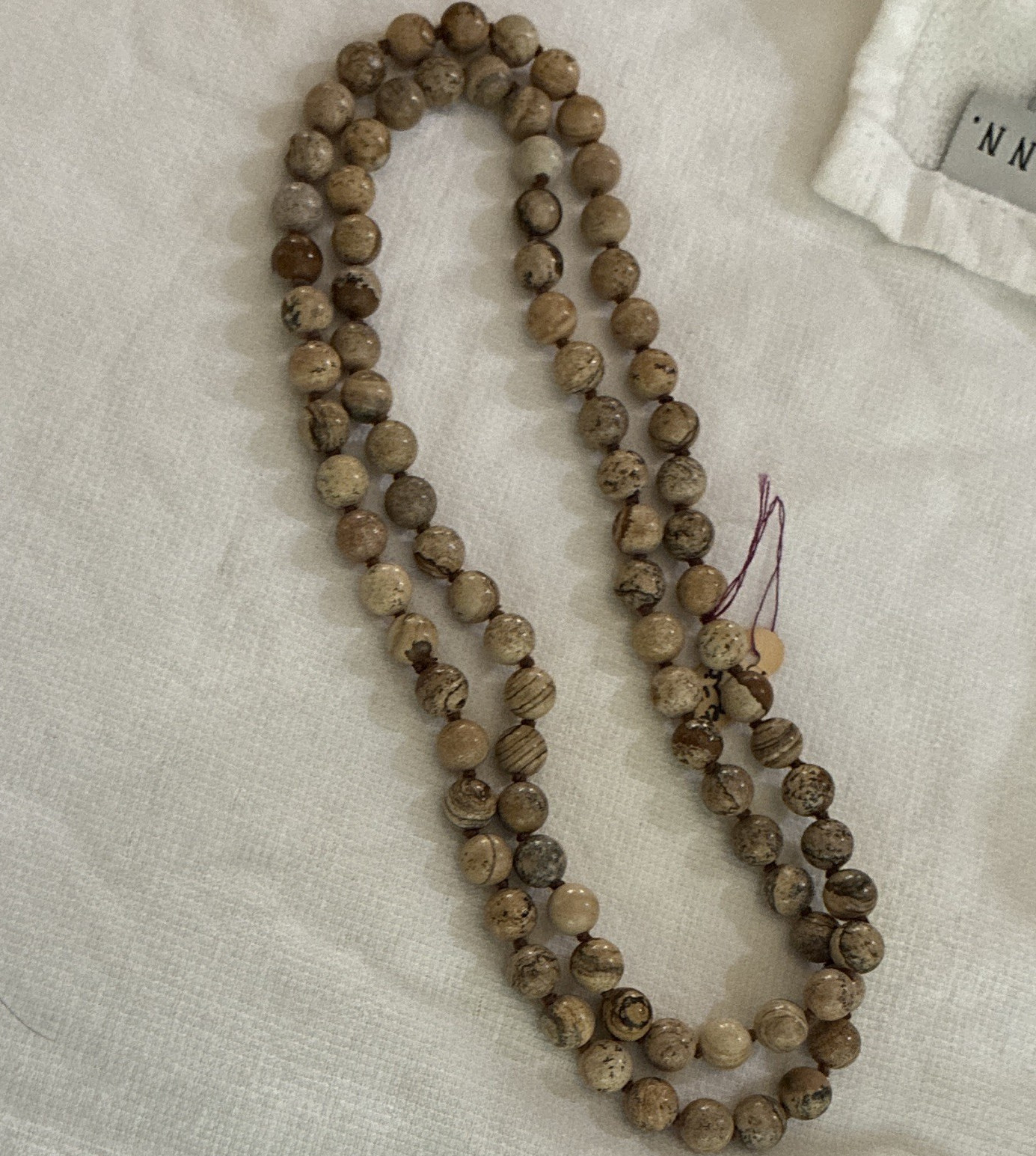 Brown Natural Jasper Beaded Necklace Round Ball Stone Beads, Ball/Bead Chain