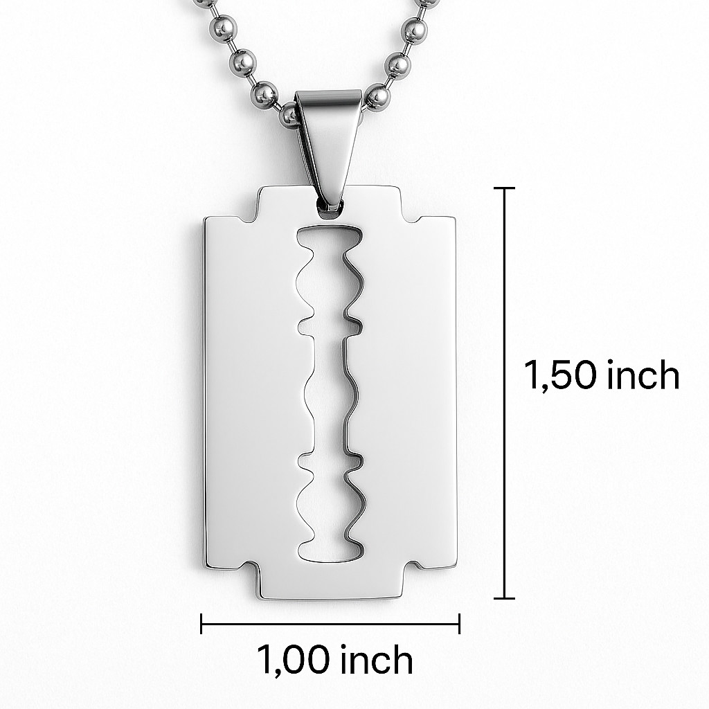 Stainless Steel Silver-Tone Razor Blade Pendant Necklace