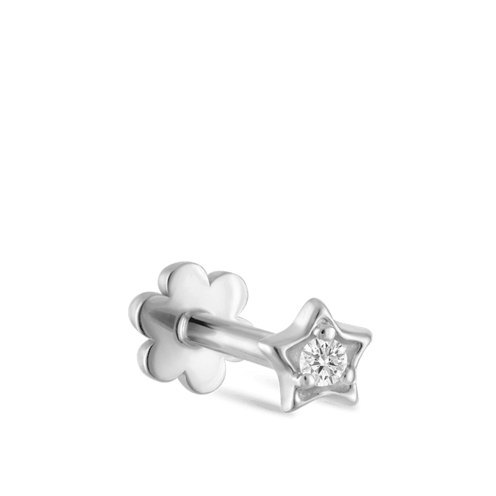 Gold Star Moissanite Helix Cartilage Stud 925 Sterling Silver