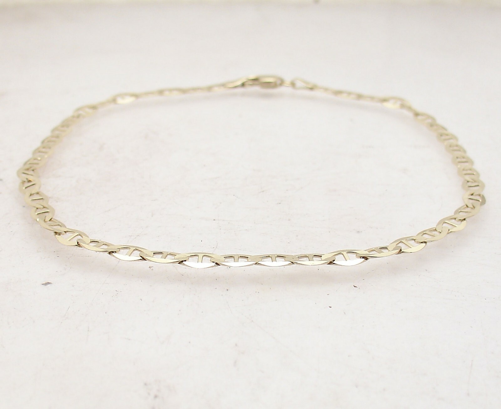 4mm Mariner Anchor Link Chain Ankle Bracelet Anklet Real Solid 10K Yellow Gold