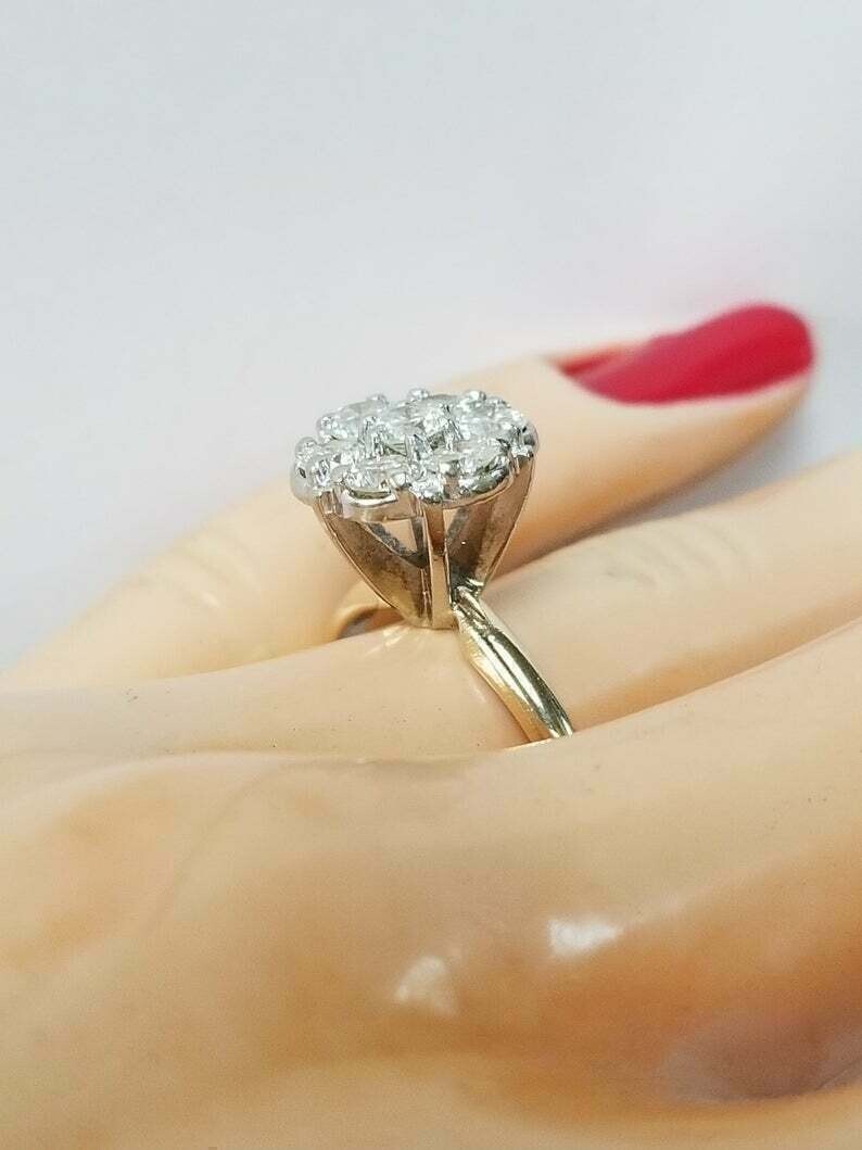 1.40Ct Lab Created Round Diamond Flower Shape Ring 14K Yellow Gold Finish