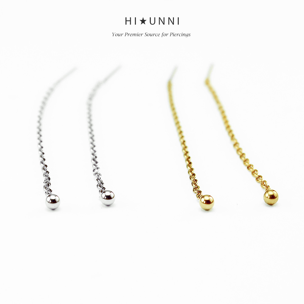 18g Chained threader earrings long chain earrings stainless steel sold as a pair