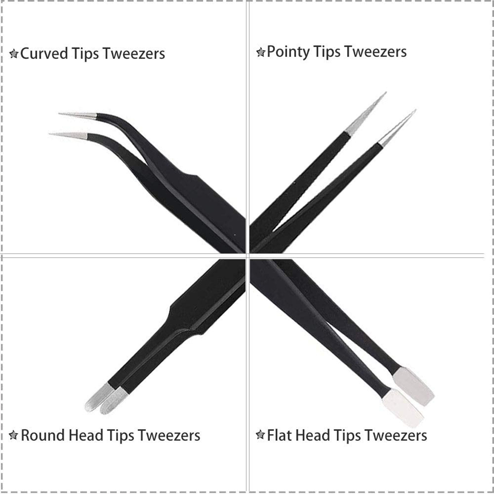 9 Pcs Maintenance Repair Stainless Steel Tools Kit ESD Anti-static Tweezers Set