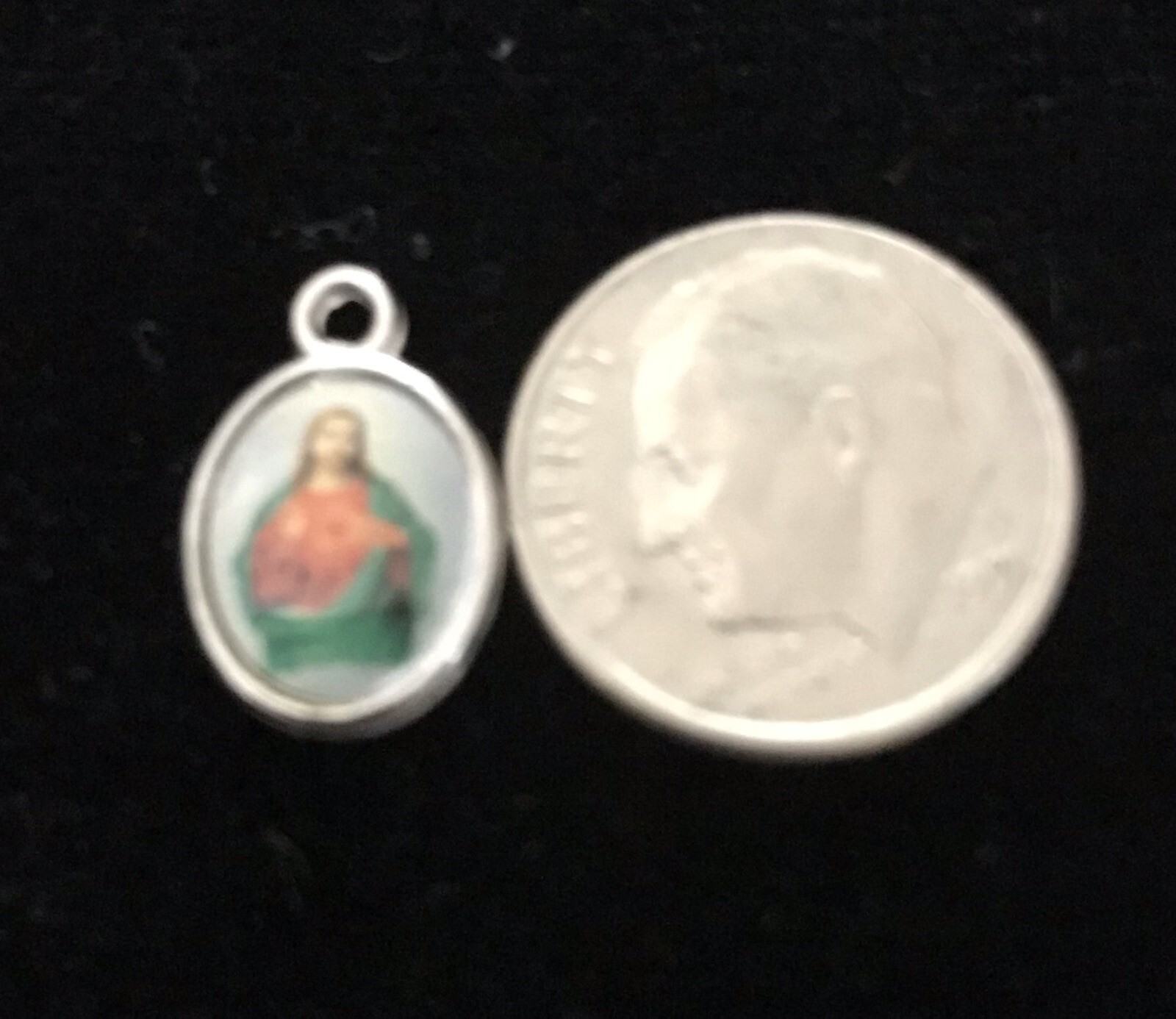 Beautiful Religious Sacred Heart Jesus Enamel Pendant charm or Necklace Charm