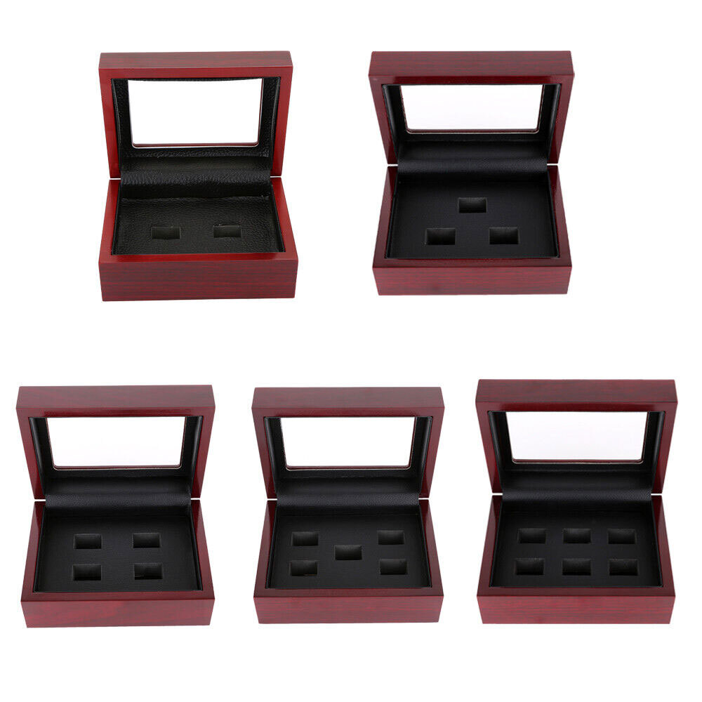 1-7Hole Championship Ring Display Box Wooden Collection Case Storage Holder Gift
