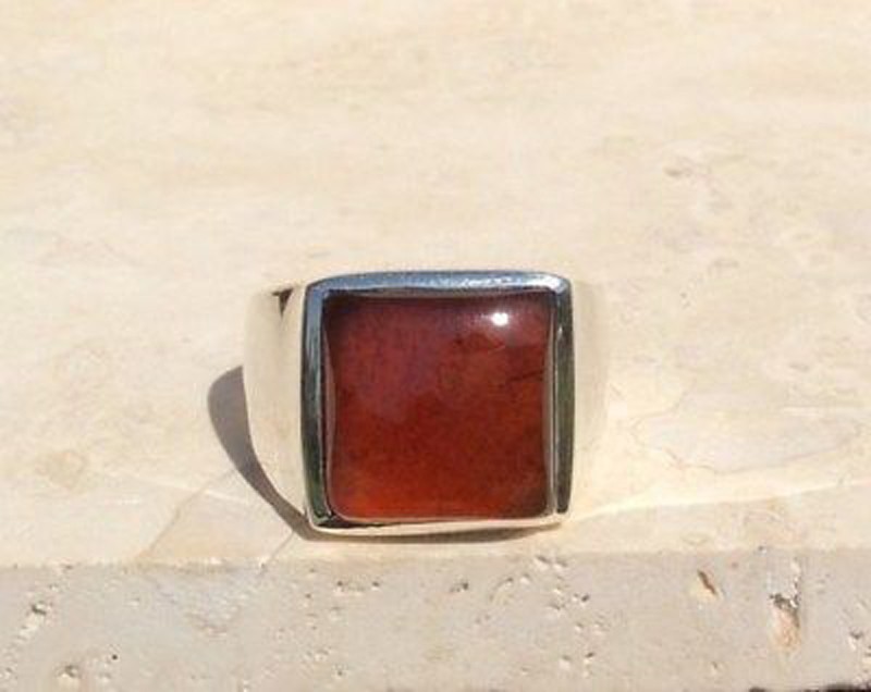 Solid 925 Sterling Silver Natural Red Carnelian Gemstone Gift Men’s Unisex Ring