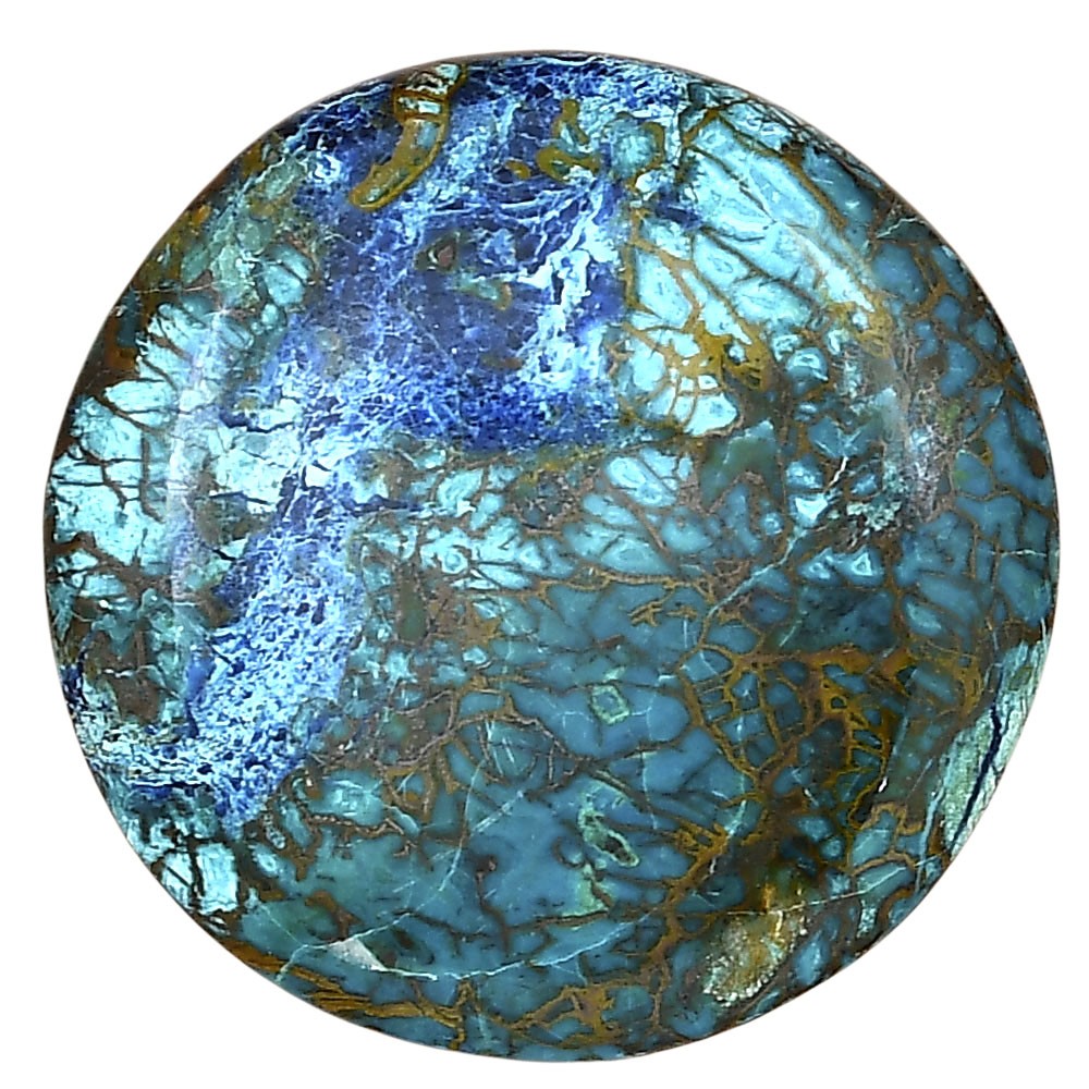 Natural Shattuckite 33.1×33.1×7.5 mm Round Shape Polished Gemstone LS02562-39