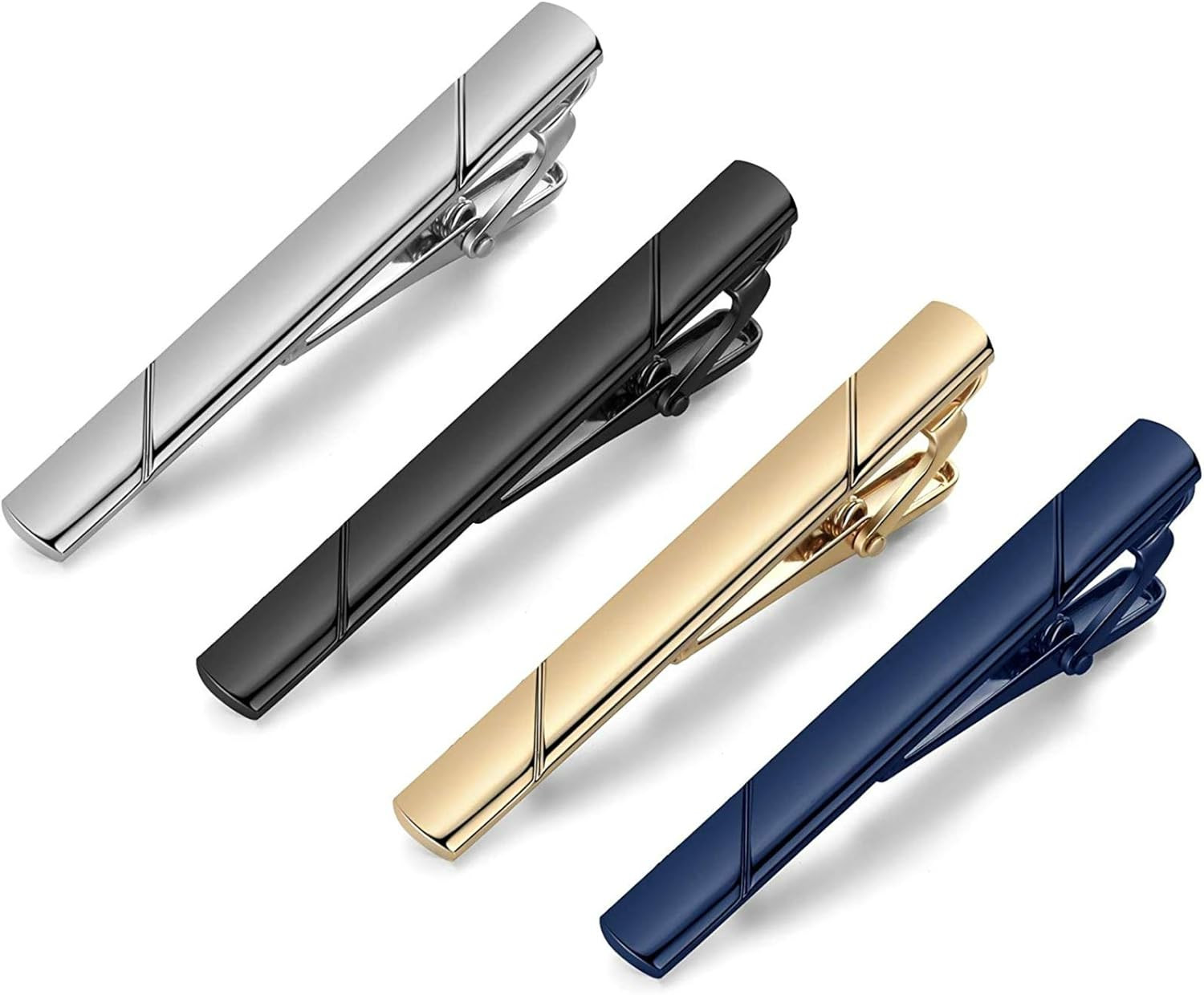 Tie Clips for Men, Black Gold Blue Silver Tie Bar Set for Regular Ties, …