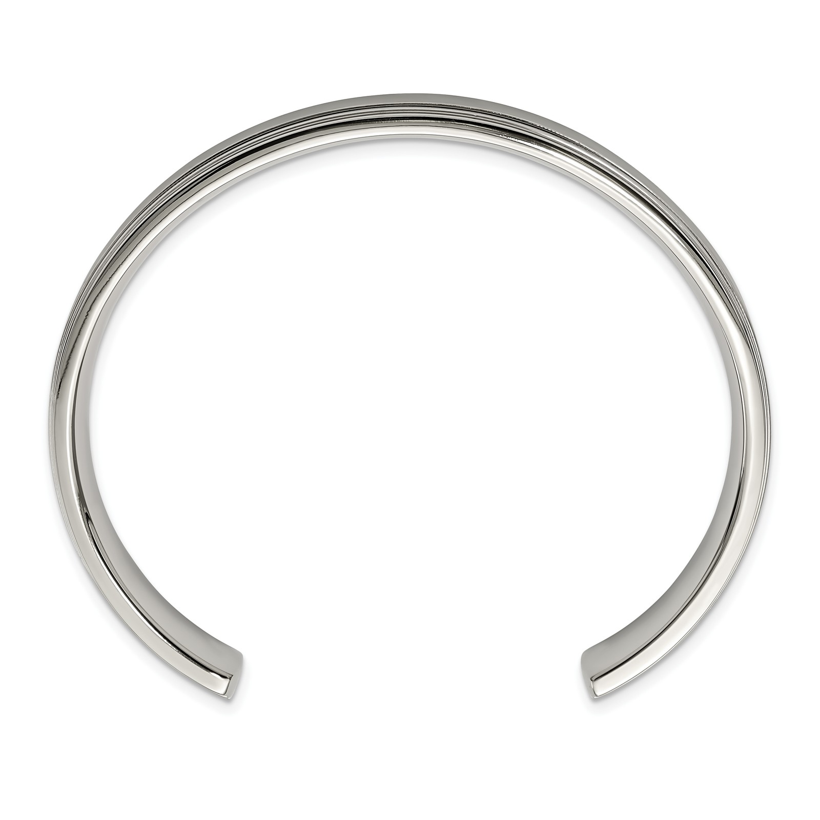 Chisel Stainless Steel Brushed and Polished Double Step Edge 11mm Cuff Bangle SR
