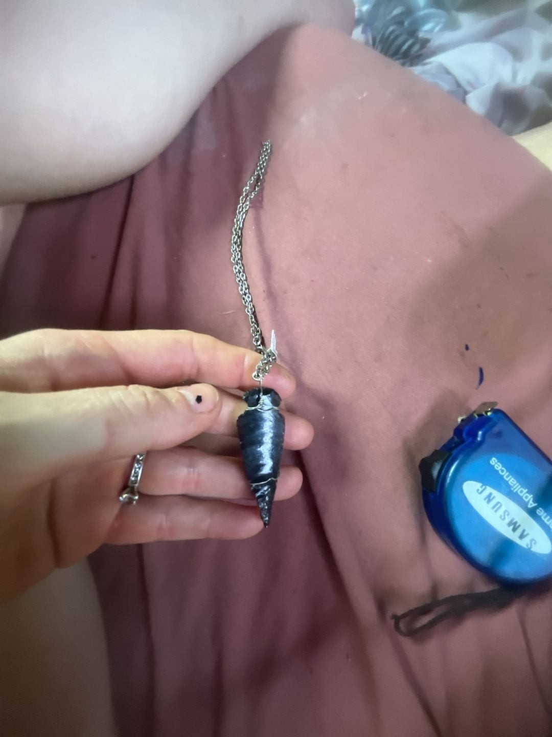 Homemade Obsidian Wire-Wrapped Arrowhead Pendant Necklace #3