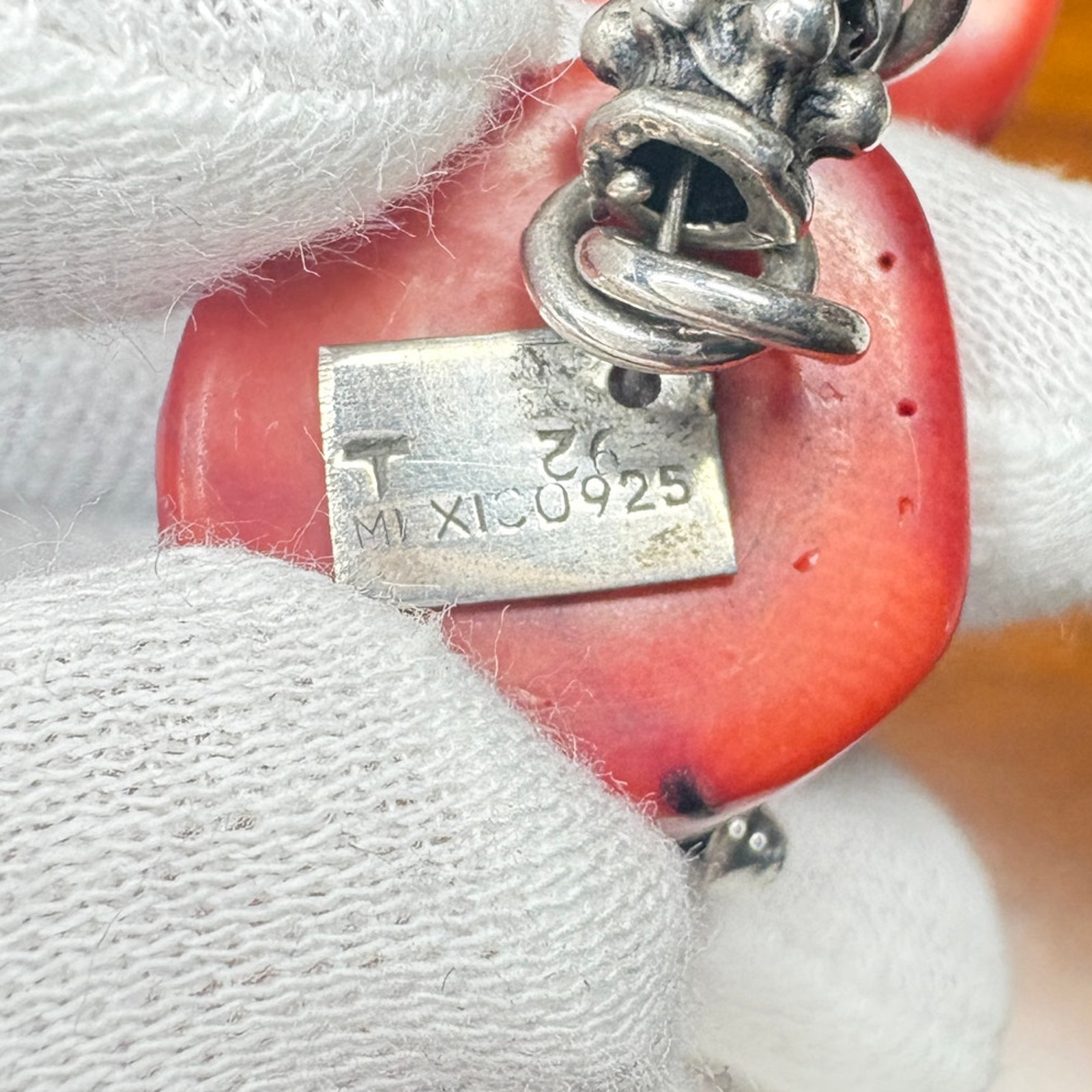 Artisan Bamboo Coral & Composite Turquoise Necklace with Sterling Silver Accents
